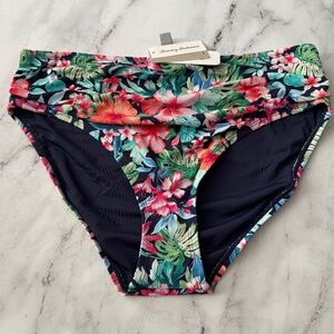 Tommy Bahama Mare Navy Island Cays Flora Shirred High Waist Swim Bikini Bottom